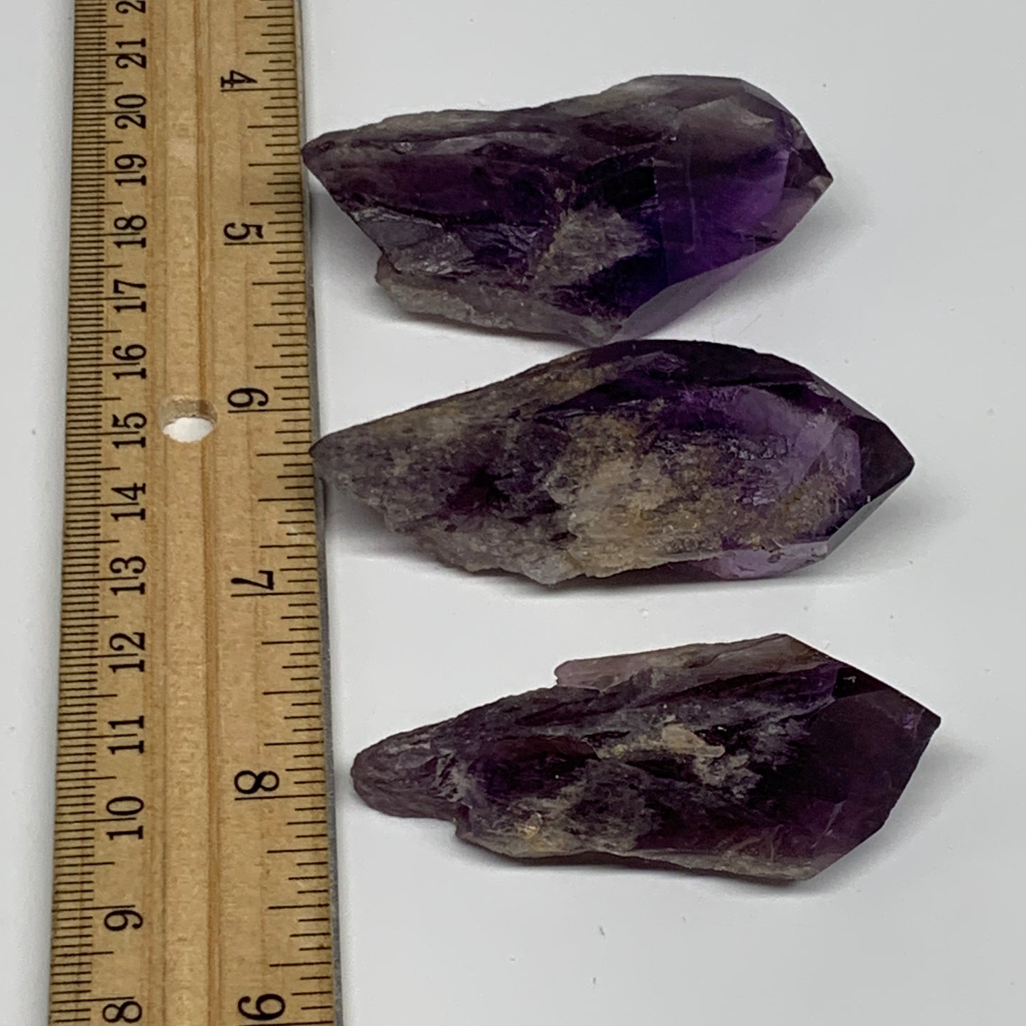 98.4g, 2.2" - 2.4", 3pcs, Amethyst Point Polished Rough lower part, B32392
