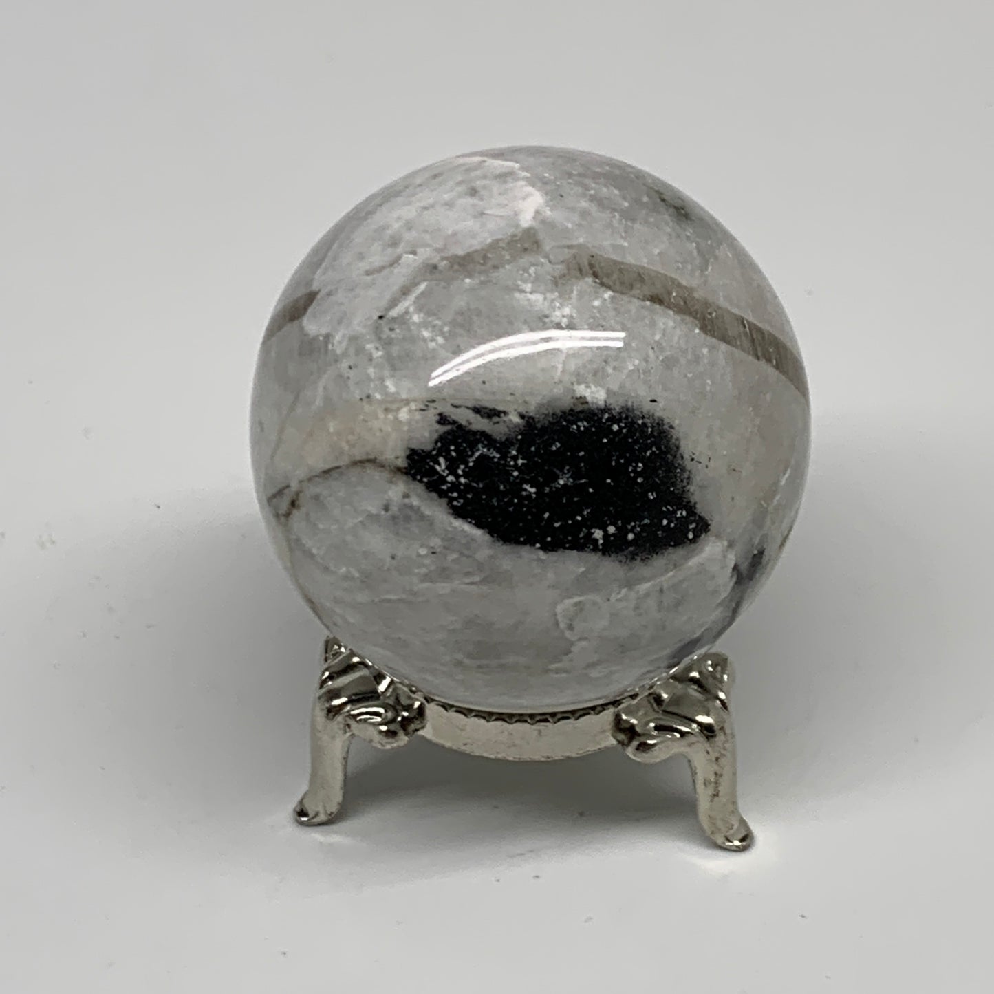 151g, 1.9"(48mm), Natural Rainbow Moonstone Sphere Ball Gemstone, B35191