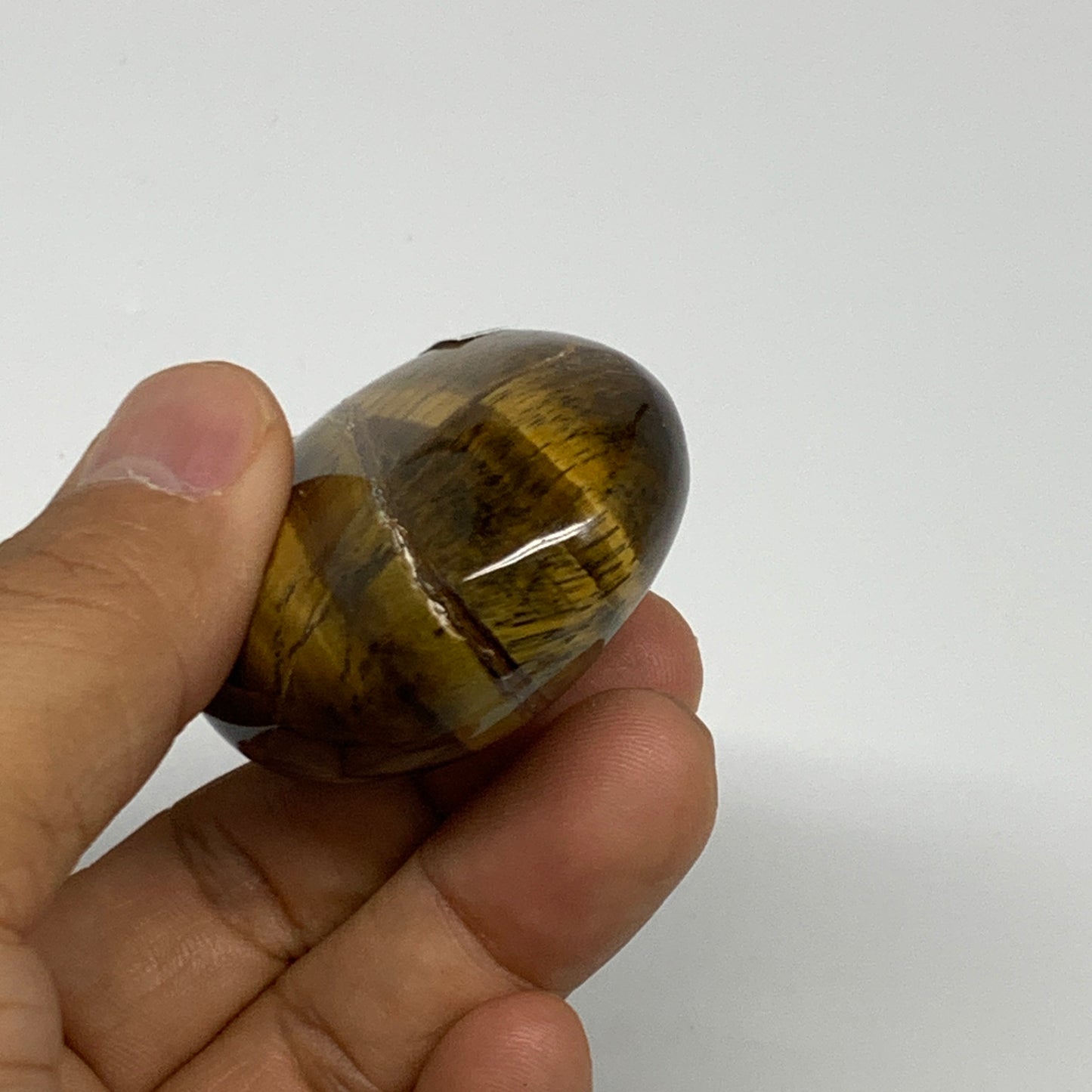 74.9g, 2.1"x1.6"x0.8", Natural Tiger's Eye Palm-Stone Gemstone @India, B27960