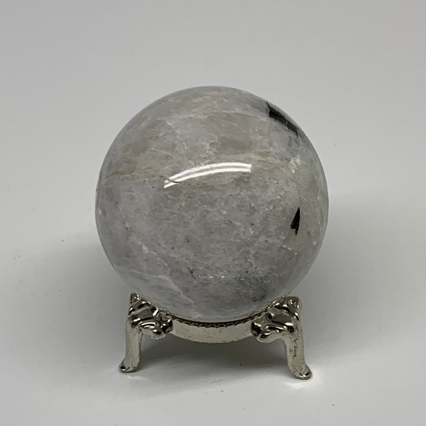 151g, 1.9"(48mm), Natural Rainbow Moonstone Sphere Ball Gemstone, B35191