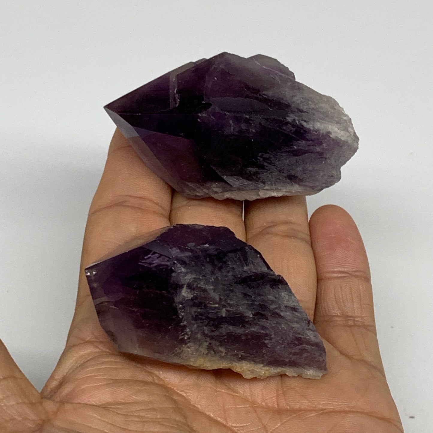 125g, 2.3" - 2.4", 2pcs, Amethyst Point Polished Rough lower part, B32393