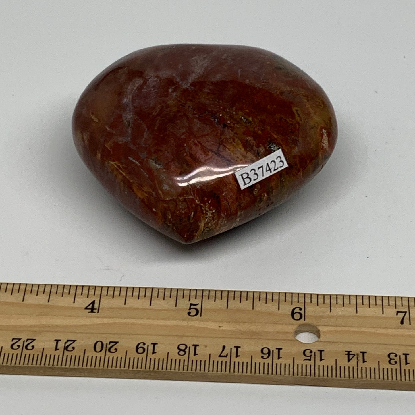 0.41 lbs, 2.5"x2.8"x1.4", Natural Petrified Wood Heart Polished Crystal, B37423