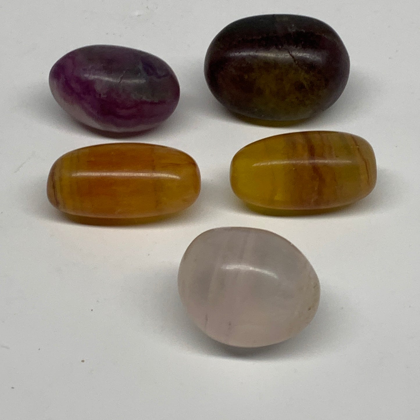 152.4g, 1.2"-1.5", 5pcs, Multi Color Fluorite Crystal Tumbled Stones, B28753