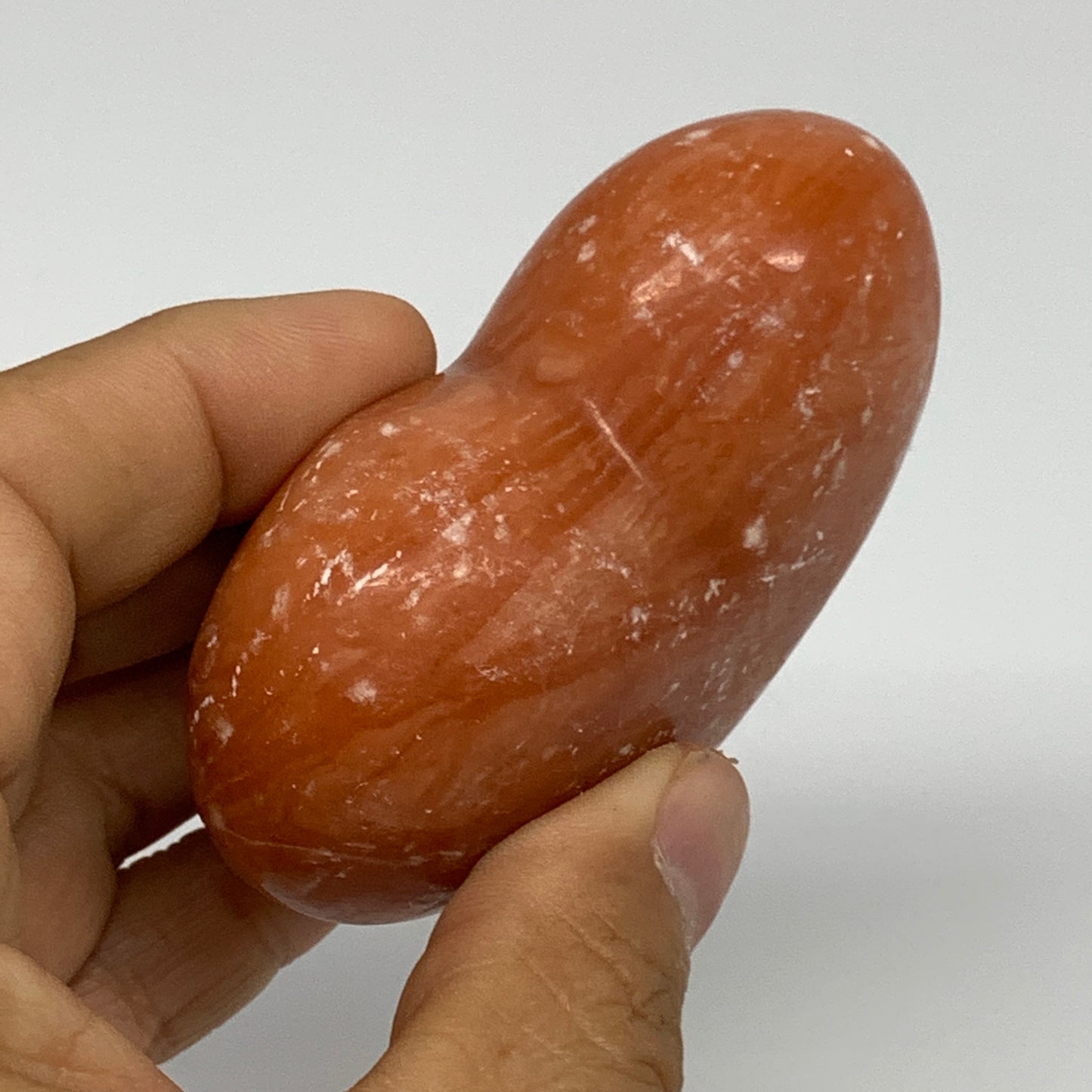 152g, 2.3"x2.8"x1.2" Orange Calcite Heart Gemstones from Madagascar, B33769