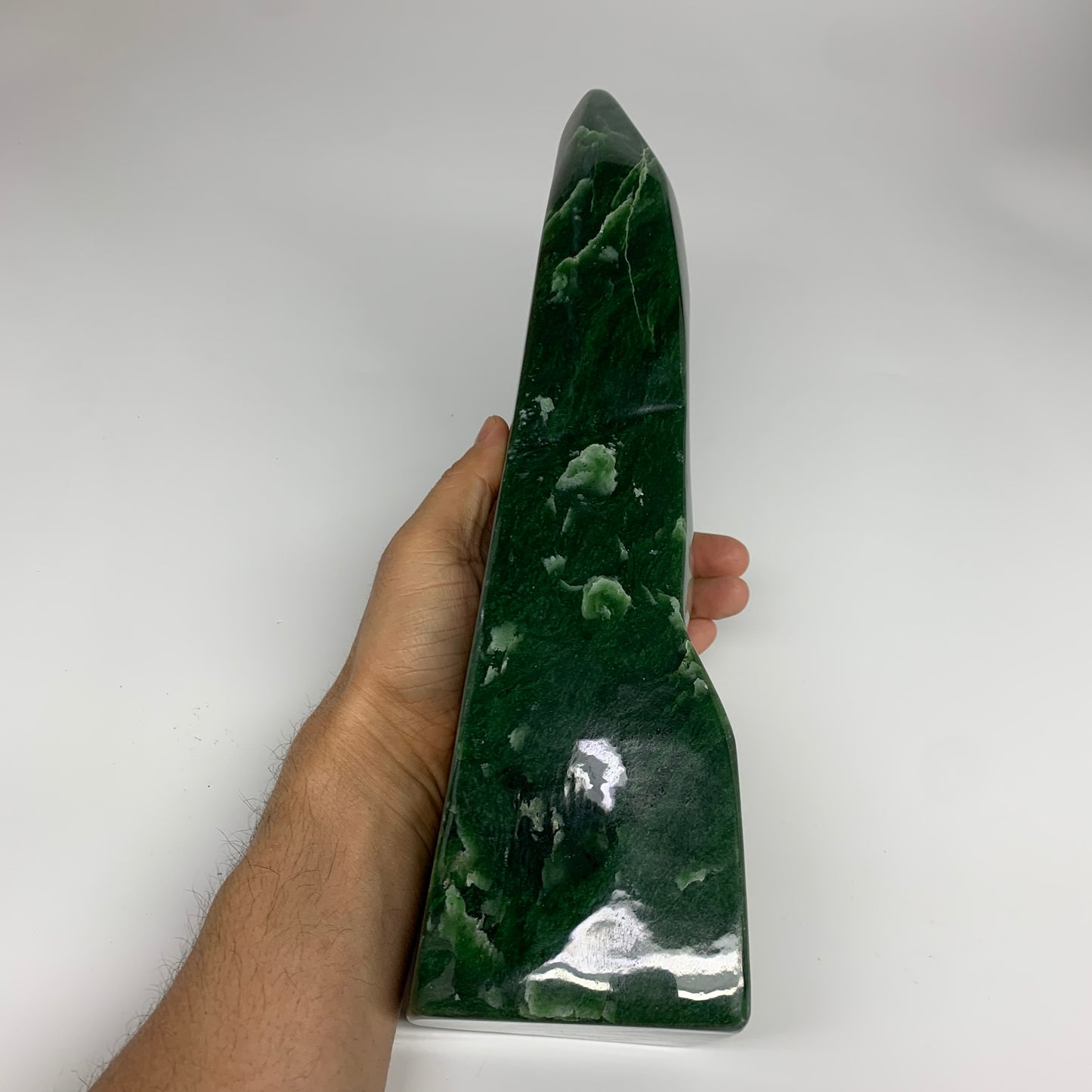 8.24 lbs, 12.4"x3.1"x3.4", Nephrite Jade Freeform Polished @Afghanistan, B30230