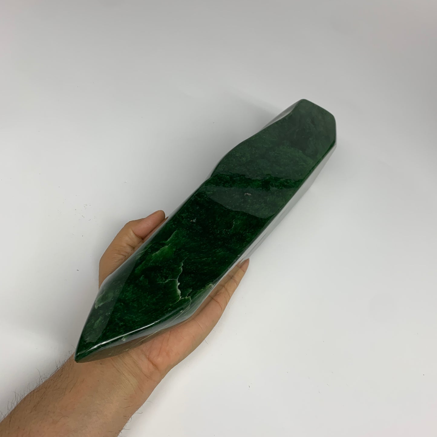 8.24 lbs, 12.4"x3.1"x3.4", Nephrite Jade Freeform Polished @Afghanistan, B30230