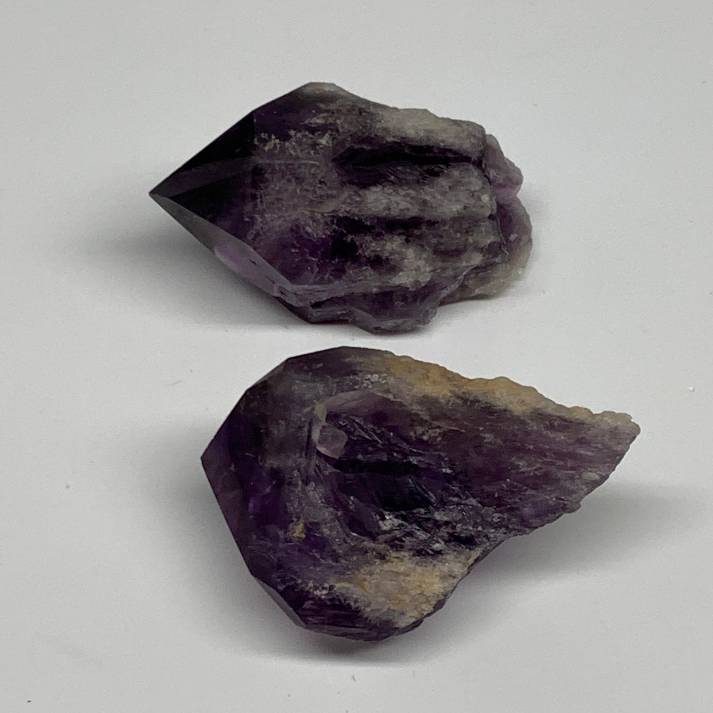 125g, 2.3" - 2.4", 2pcs, Amethyst Point Polished Rough lower part, B32393