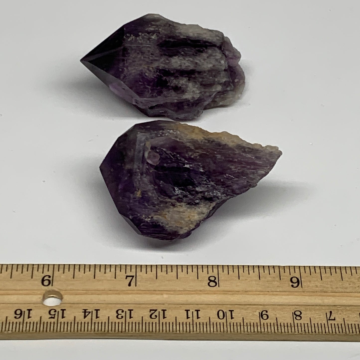 125g, 2.3" - 2.4", 2pcs, Amethyst Point Polished Rough lower part, B32393