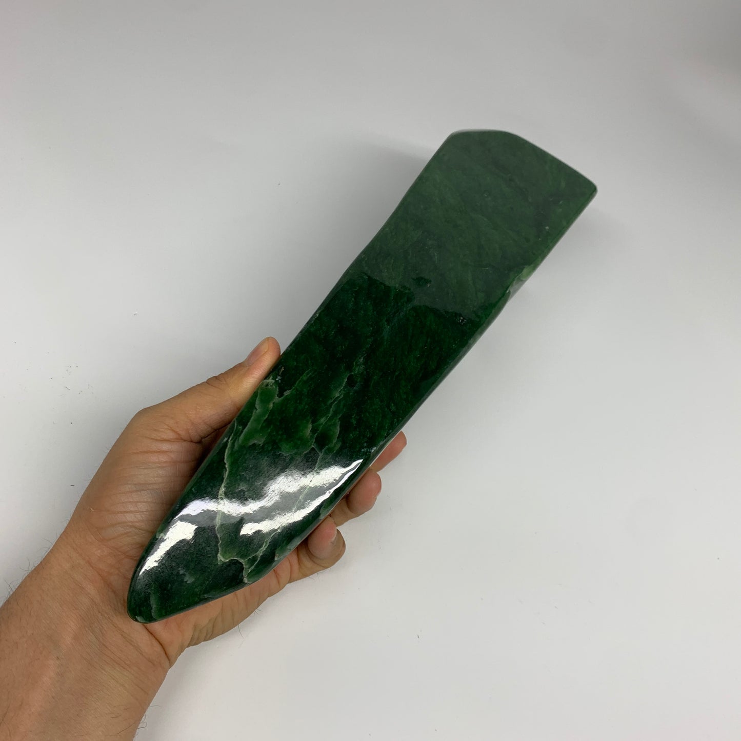 8.24 lbs, 12.4"x3.1"x3.4", Nephrite Jade Freeform Polished @Afghanistan, B30230