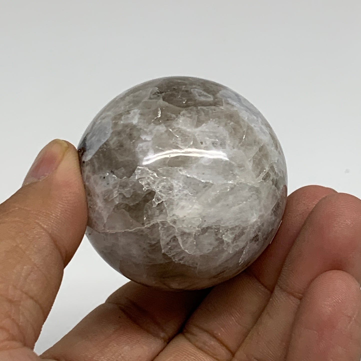 151.7g, 2.2"x1.8", Natural Gemstone White Rainbow Moonstone Egg, B34411