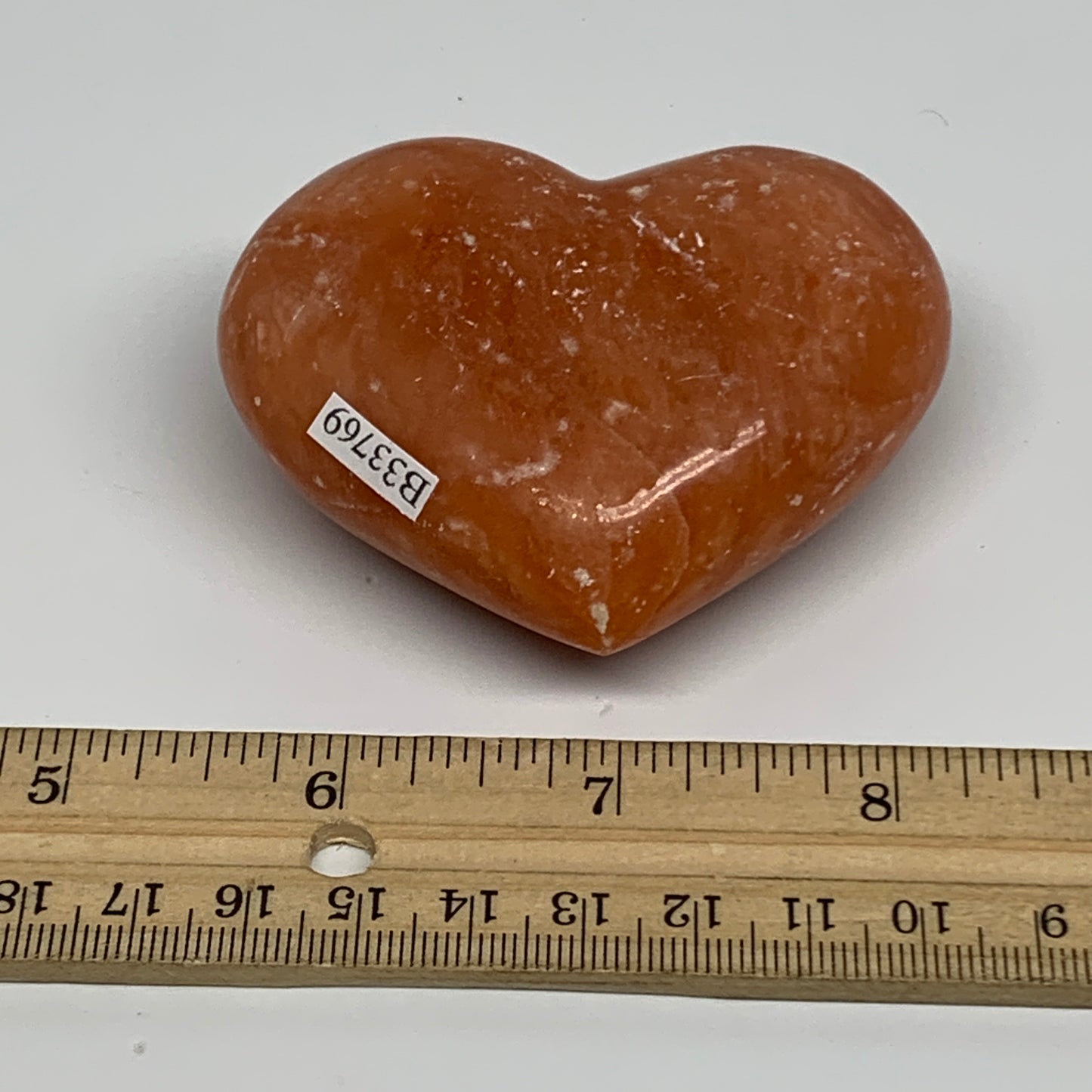 152g, 2.3"x2.8"x1.2" Orange Calcite Heart Gemstones from Madagascar, B33769