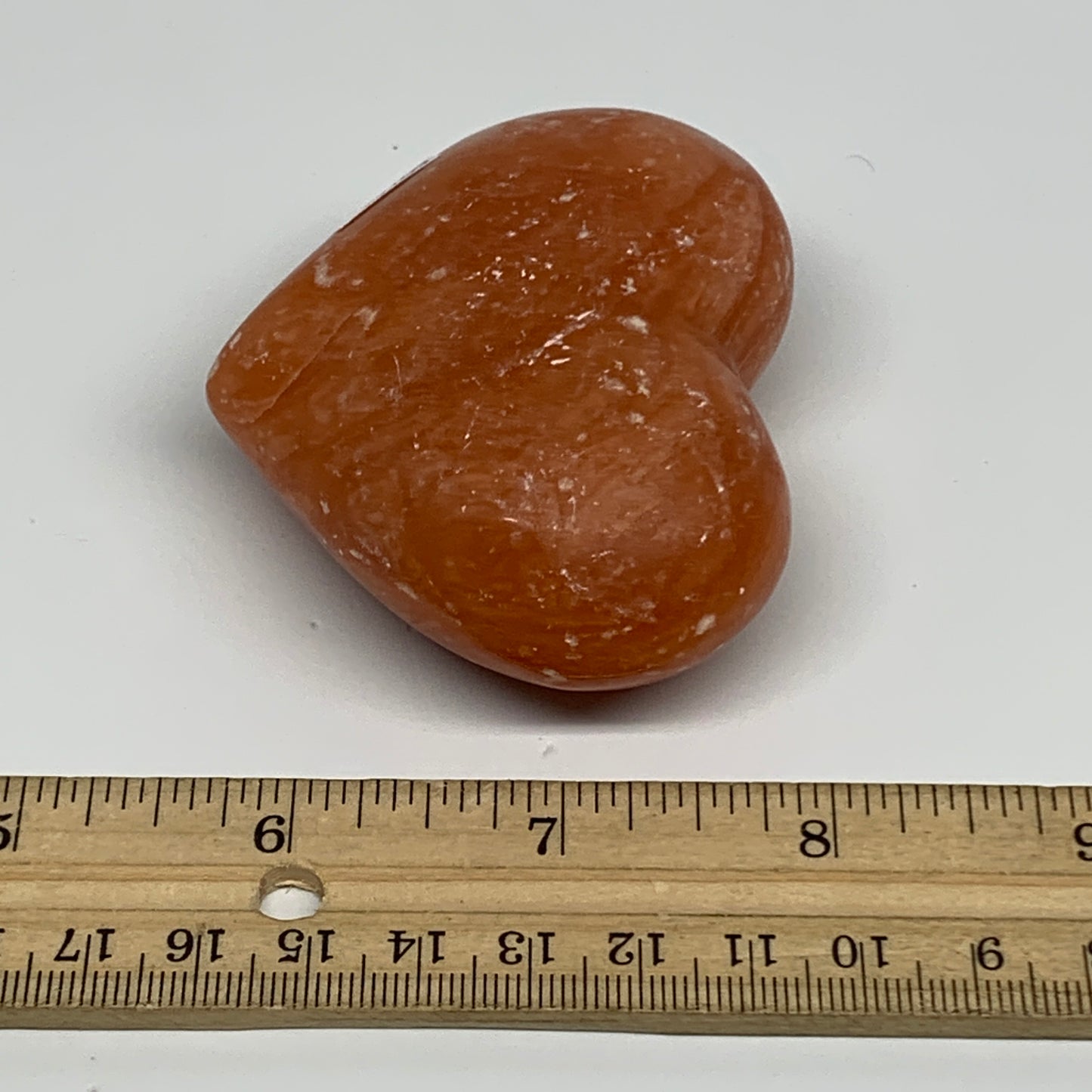 152g, 2.3"x2.8"x1.2" Orange Calcite Heart Gemstones from Madagascar, B33769
