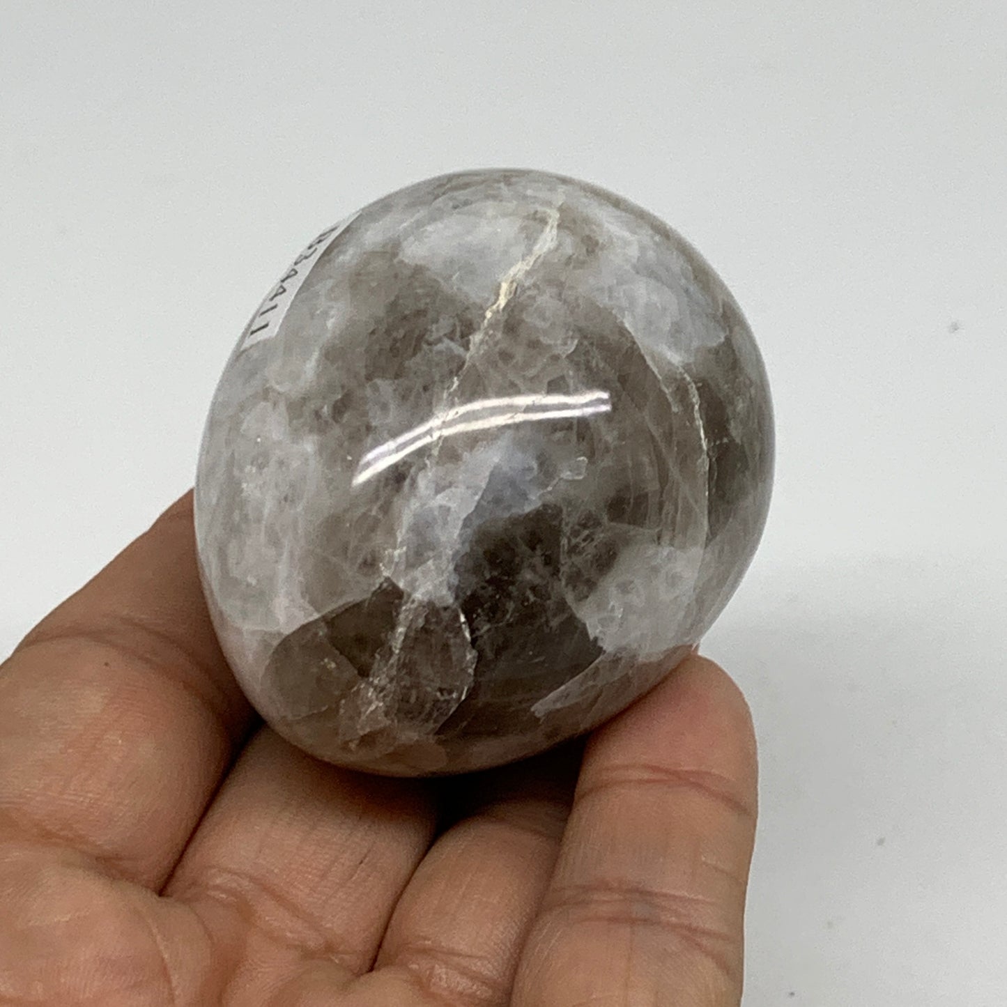 151.7g, 2.2"x1.8", Natural Gemstone White Rainbow Moonstone Egg, B34411