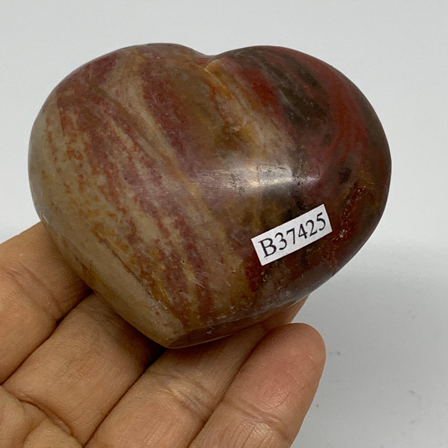 0.37 lbs, 2.3"x2.7"x1.3", Natural Petrified Wood Heart Polished Crystal, B37425