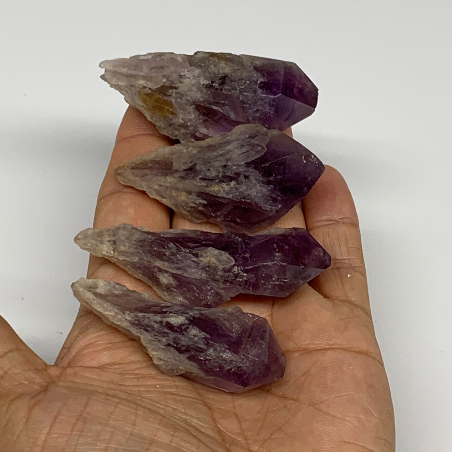 118.3g, 2.2" - 2.5", 4pcs, Amethyst Point Polished Rough lower part, B32394
