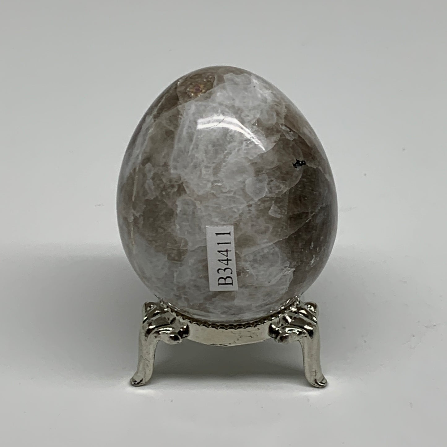 151.7g, 2.2"x1.8", Natural Gemstone White Rainbow Moonstone Egg, B34411