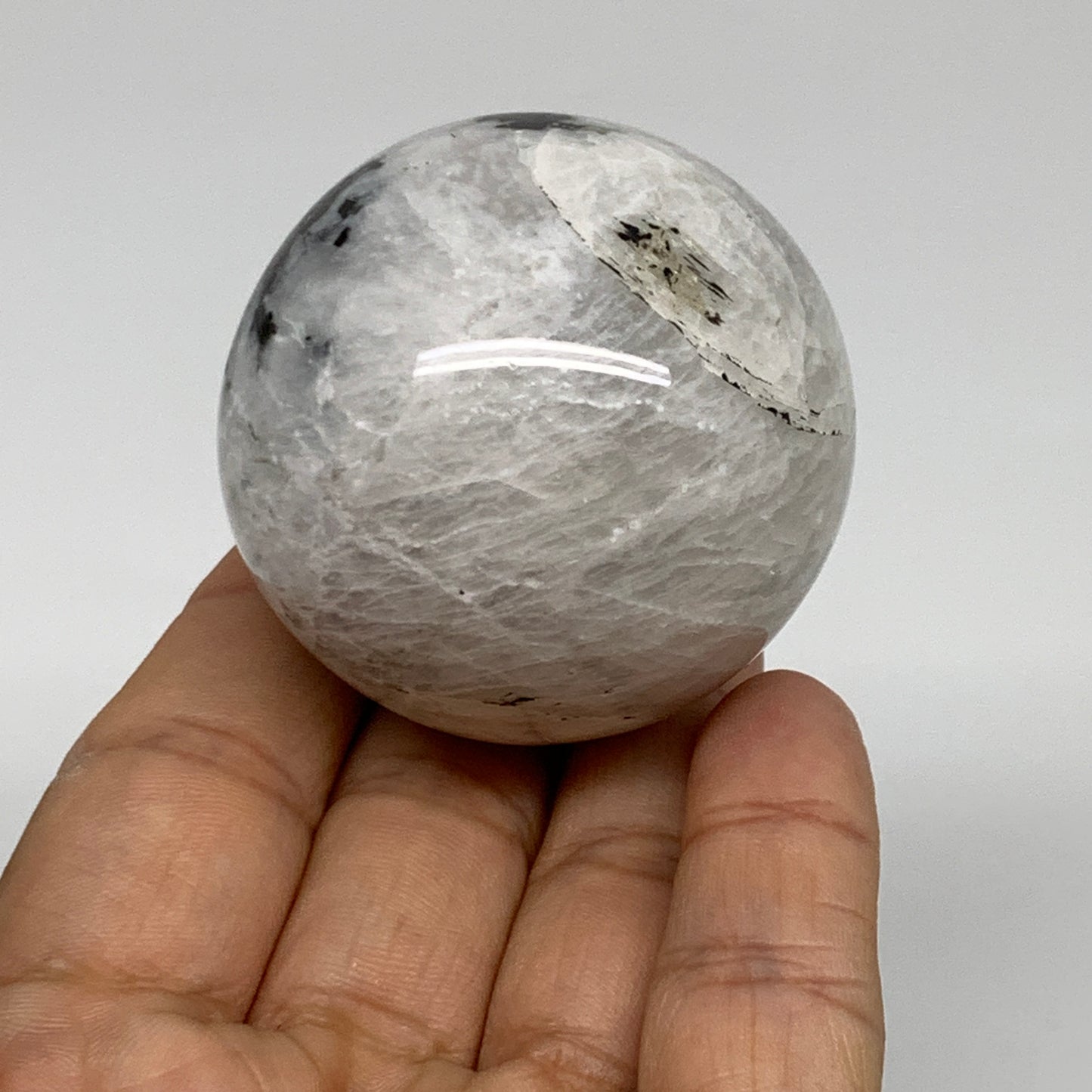 153.6g, 1.9"(48mm), Natural Rainbow Moonstone Sphere Ball Gemstone, B35193
