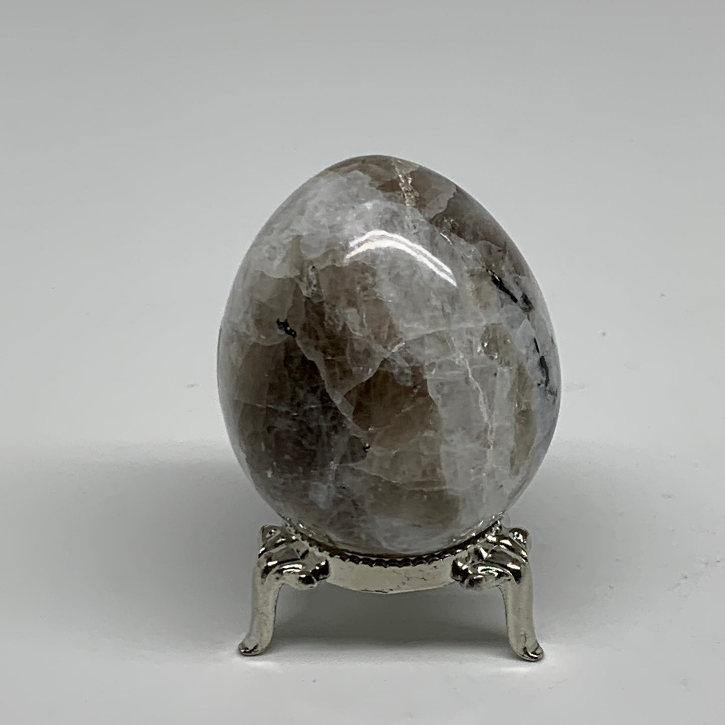 151.7g, 2.2"x1.8", Natural Gemstone White Rainbow Moonstone Egg, B34411