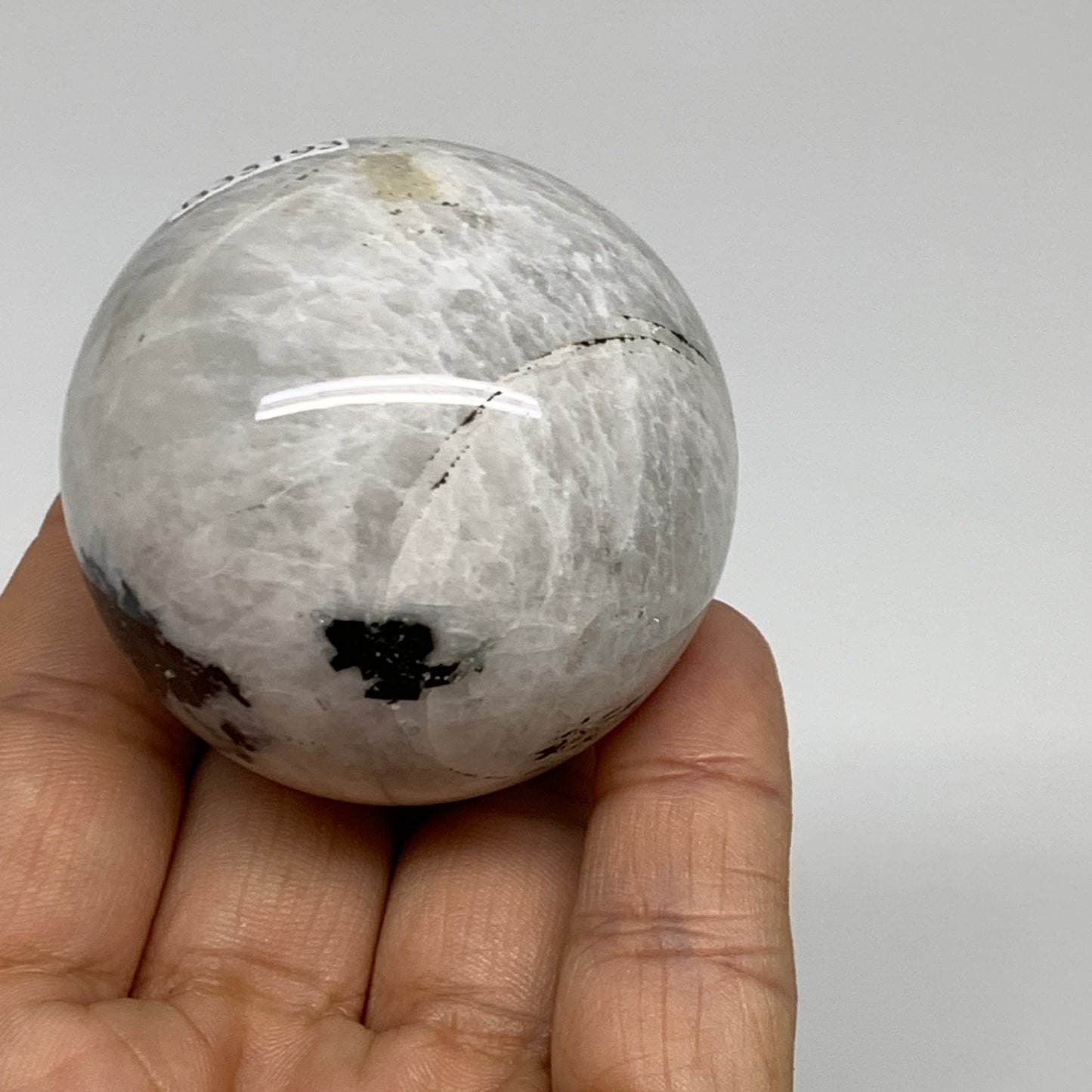 153.6g, 1.9"(48mm), Natural Rainbow Moonstone Sphere Ball Gemstone, B35193