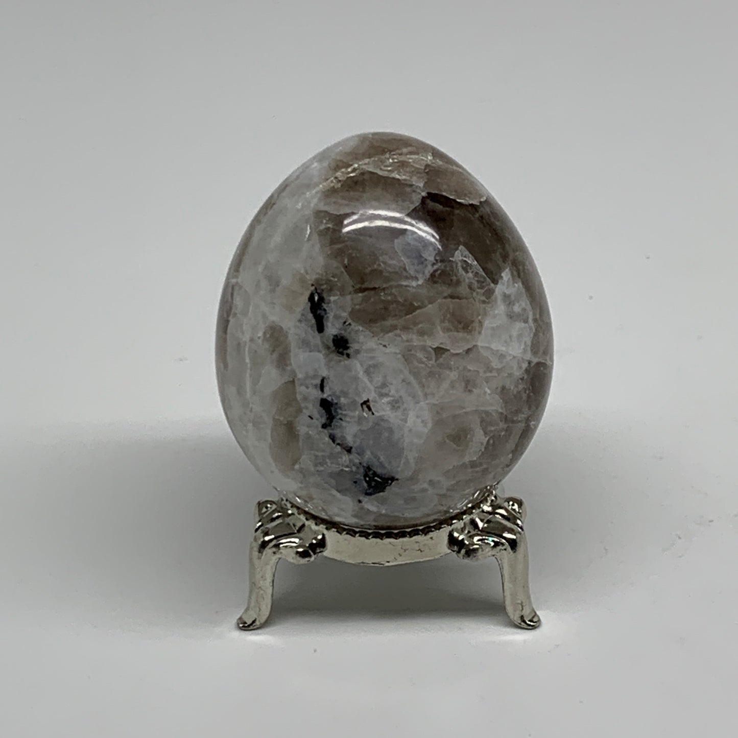 151.7g, 2.2"x1.8", Natural Gemstone White Rainbow Moonstone Egg, B34411