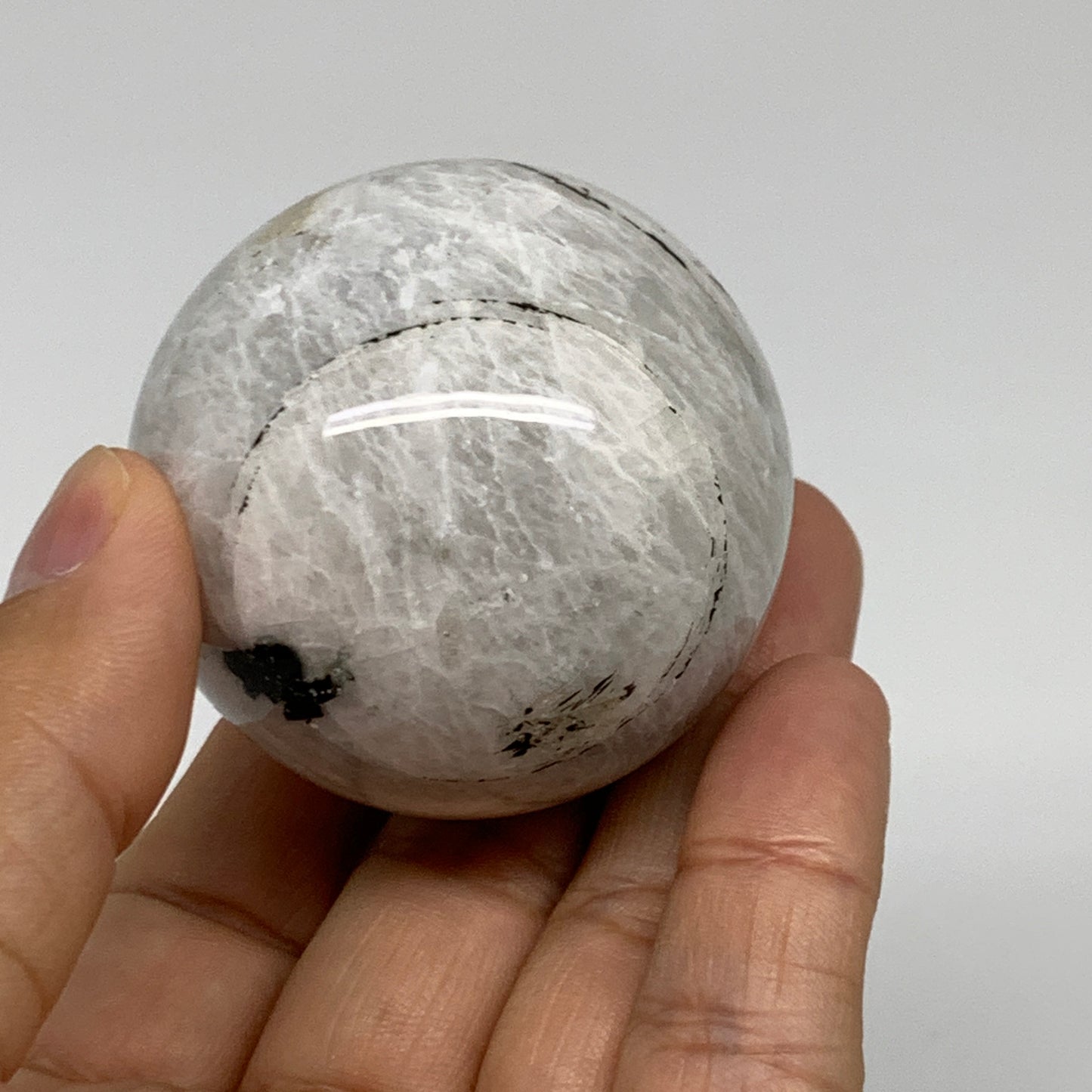 153.6g, 1.9"(48mm), Natural Rainbow Moonstone Sphere Ball Gemstone, B35193