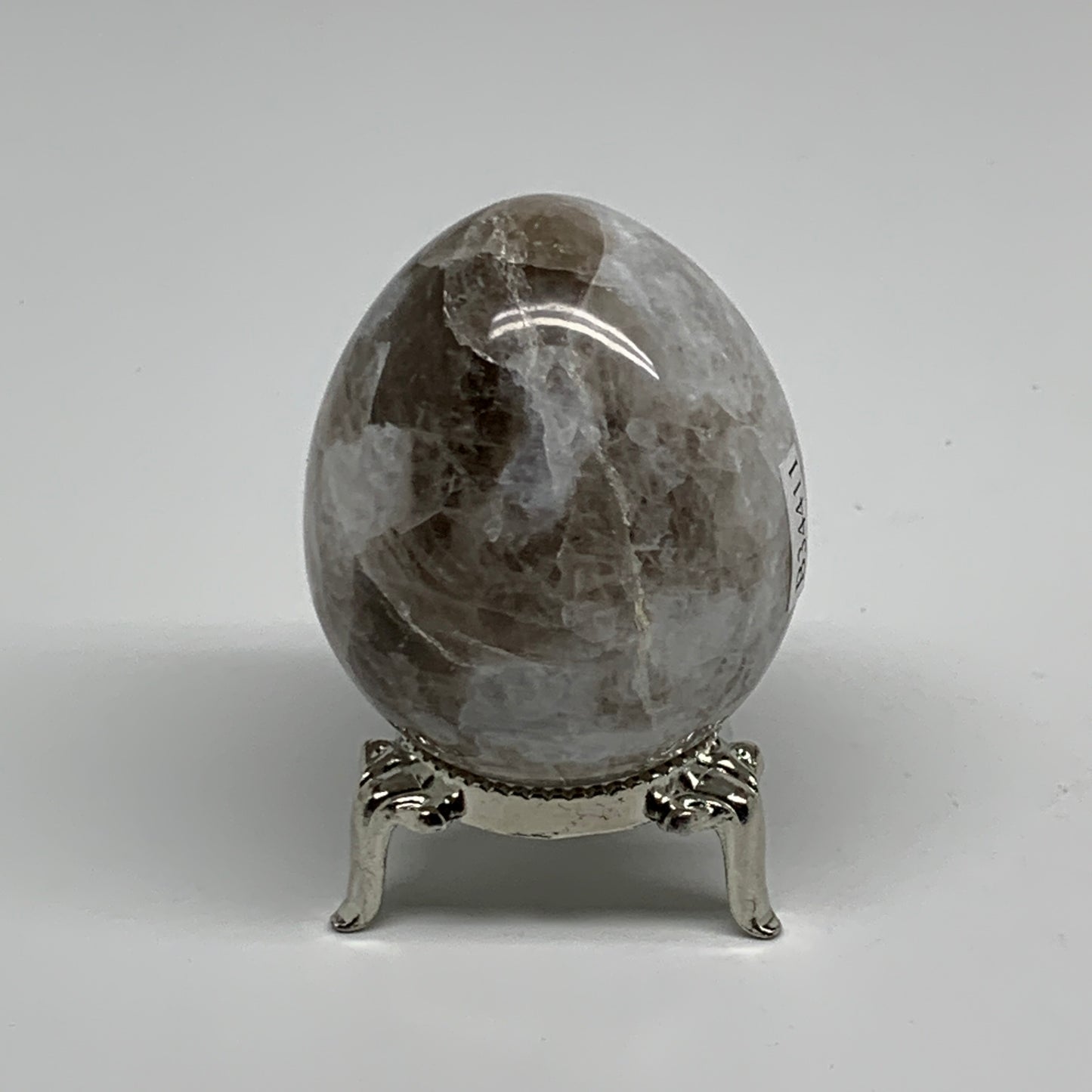 151.7g, 2.2"x1.8", Natural Gemstone White Rainbow Moonstone Egg, B34411