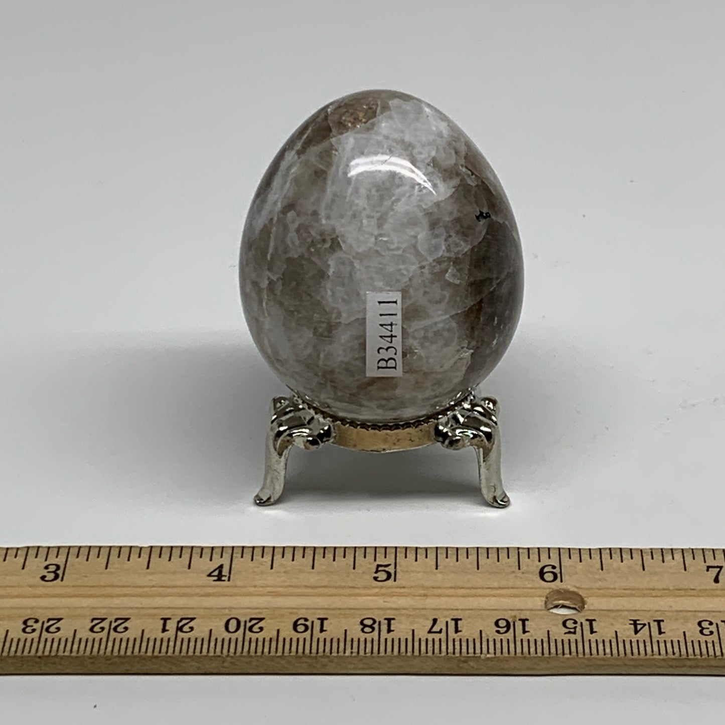 151.7g, 2.2"x1.8", Natural Gemstone White Rainbow Moonstone Egg, B34411