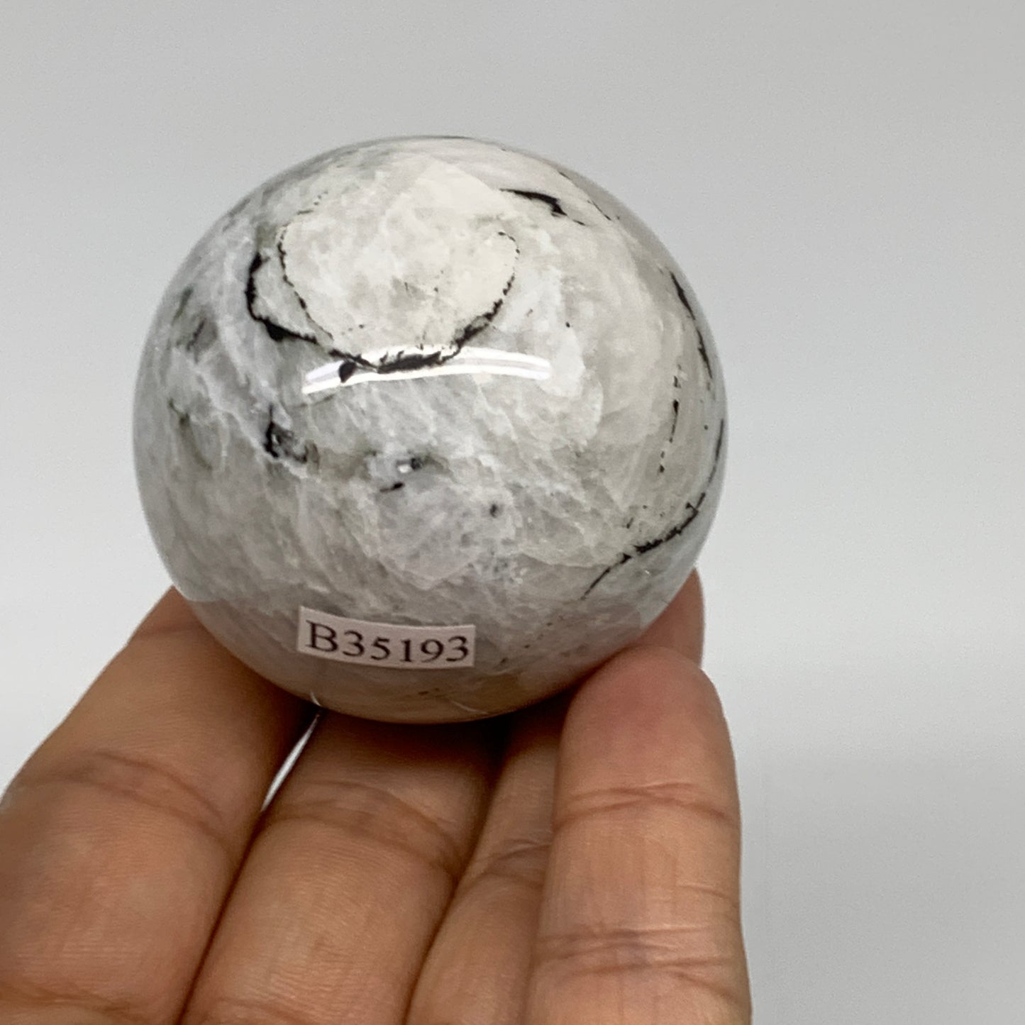 153.6g, 1.9"(48mm), Natural Rainbow Moonstone Sphere Ball Gemstone, B35193