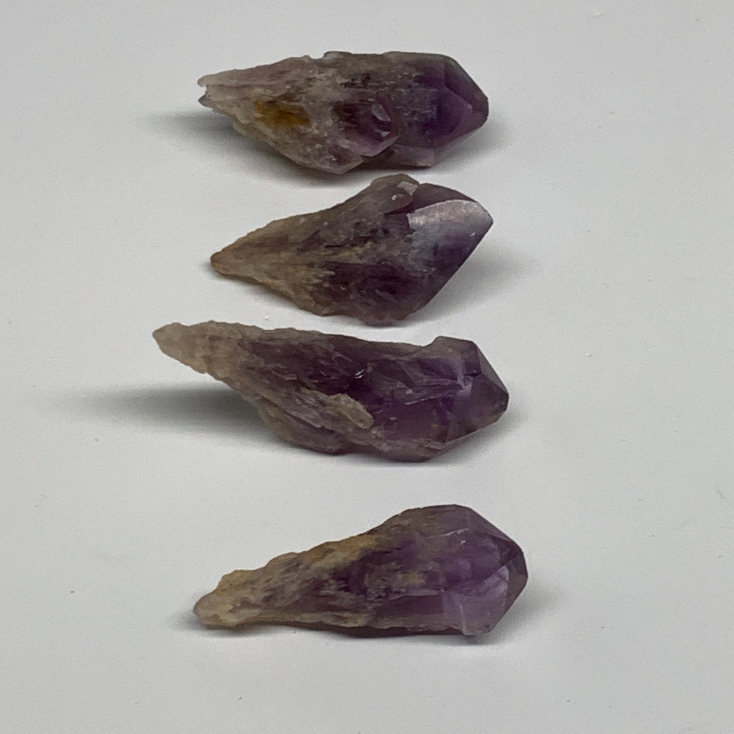118.3g, 2.2" - 2.5", 4pcs, Amethyst Point Polished Rough lower part, B32394