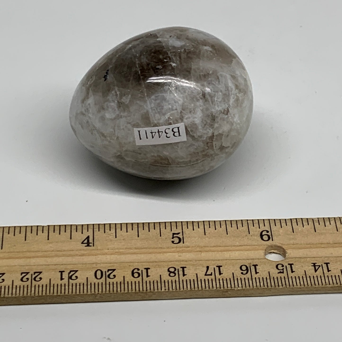 151.7g, 2.2"x1.8", Natural Gemstone White Rainbow Moonstone Egg, B34411