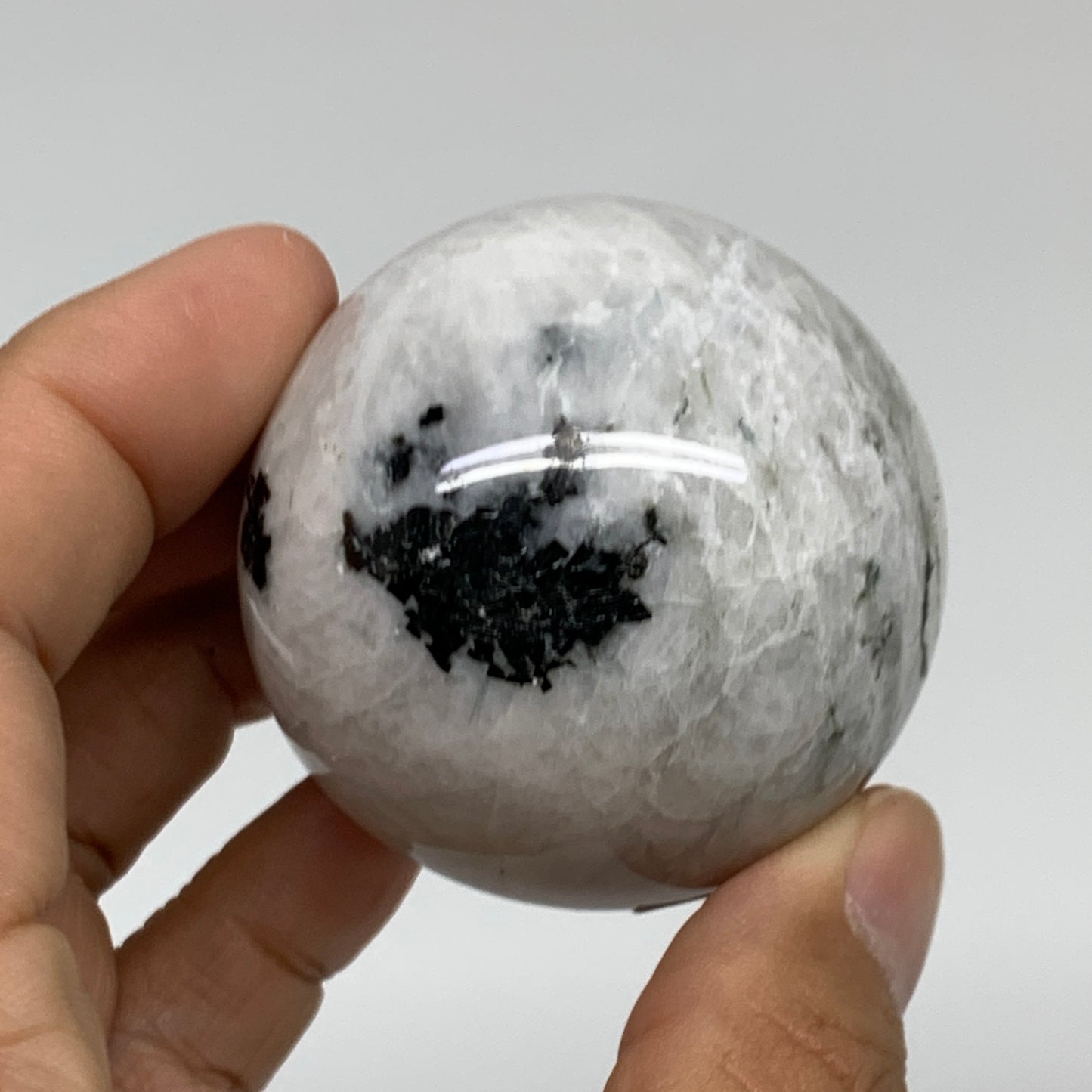 153.6g, 1.9"(48mm), Natural Rainbow Moonstone Sphere Ball Gemstone, B35193