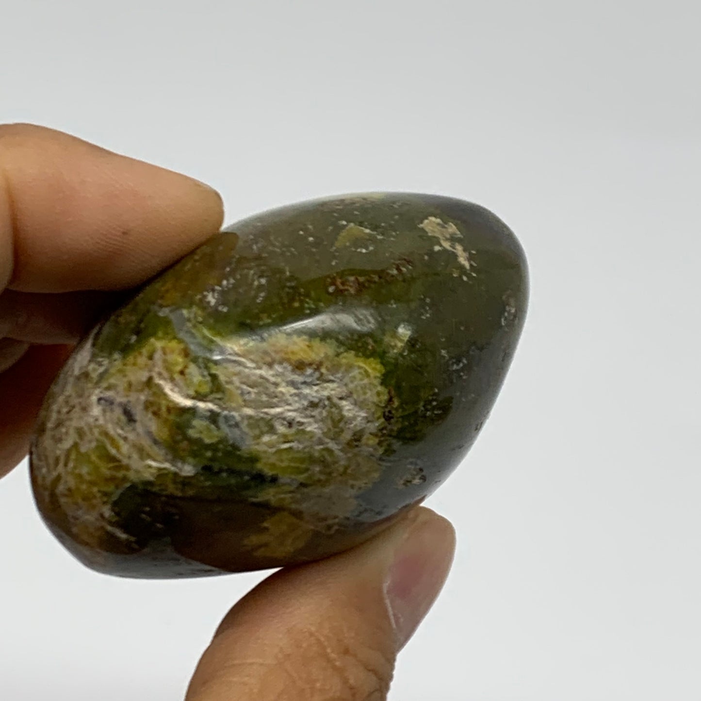 130g, 2.2"x2.1"x1.4", Green Opal Crystal PalmStone Polished Reiki, B38282