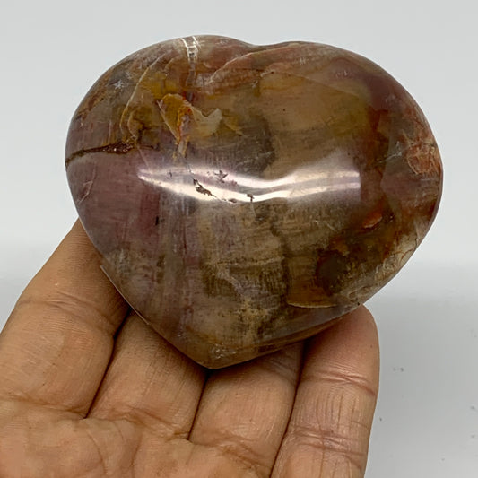 0.44 lbs, 2.5"x2.8"x1.3", Natural Petrified Wood Heart Polished Crystal, B37426