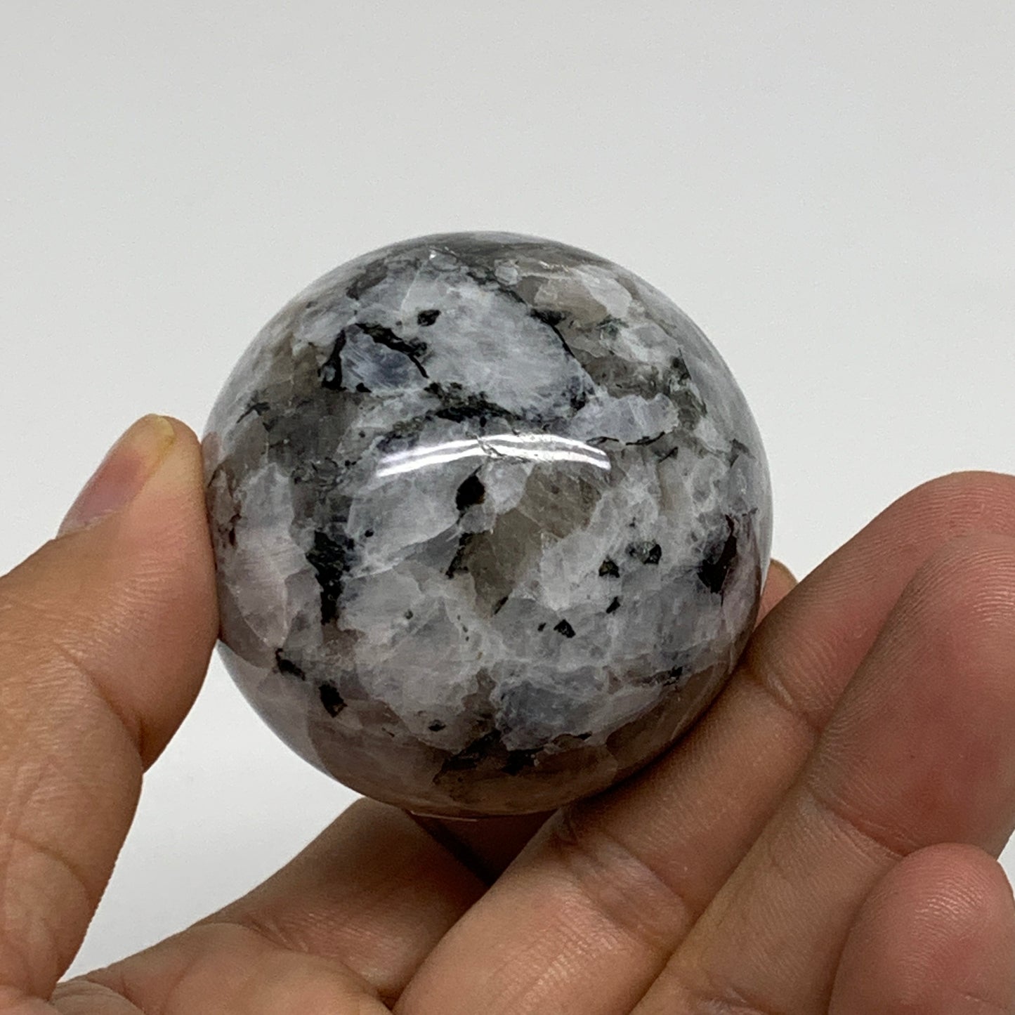 158.1g, 2.2"x1.8", Natural Gemstone White Rainbow Moonstone Egg, B34412