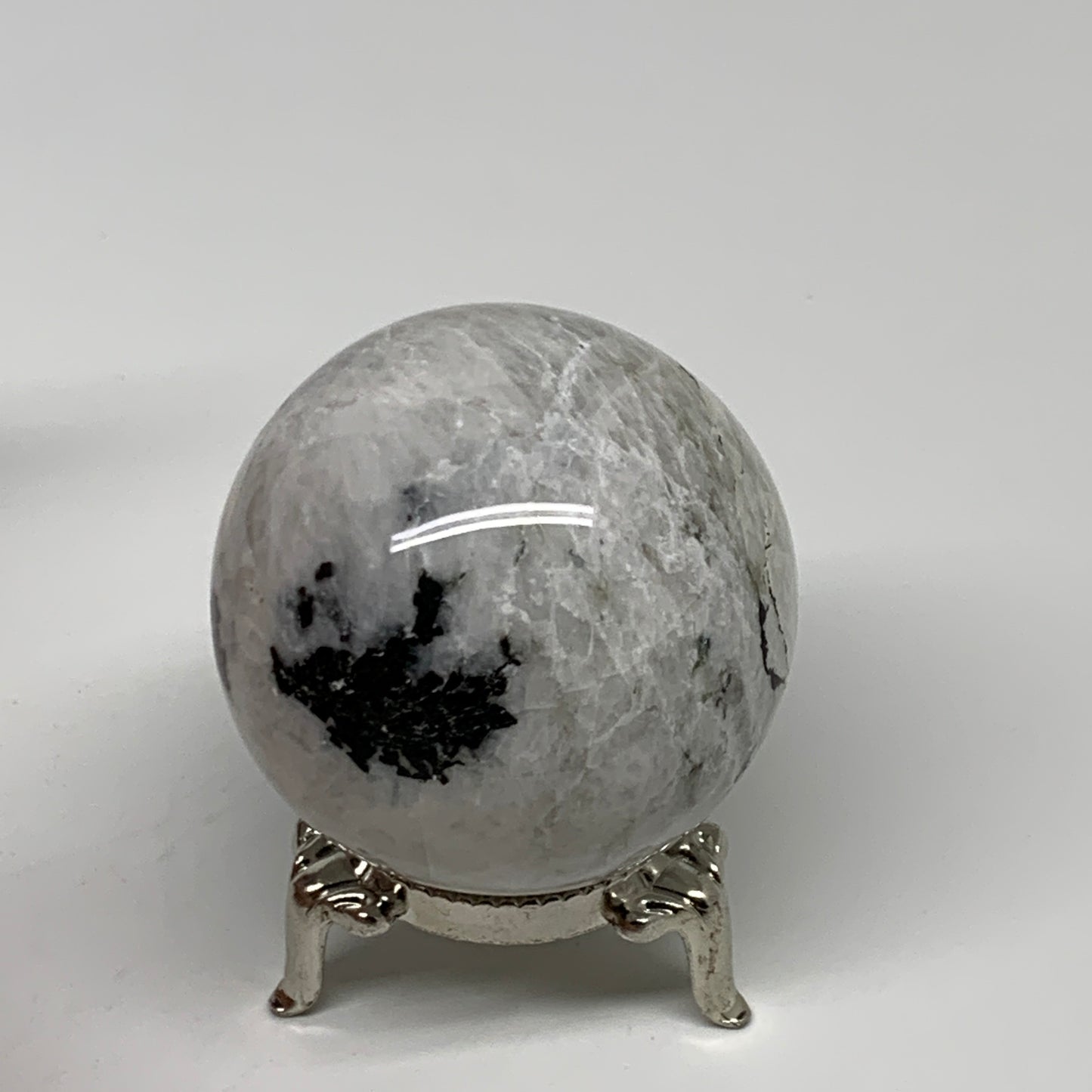 153.6g, 1.9"(48mm), Natural Rainbow Moonstone Sphere Ball Gemstone, B35193