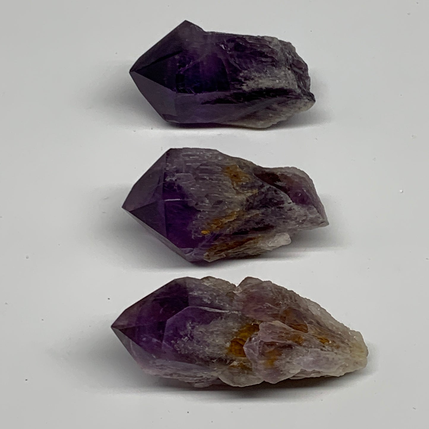 125.7g, 2" - 2.4", 3pcs, Amethyst Point Polished Rough lower part, B32395