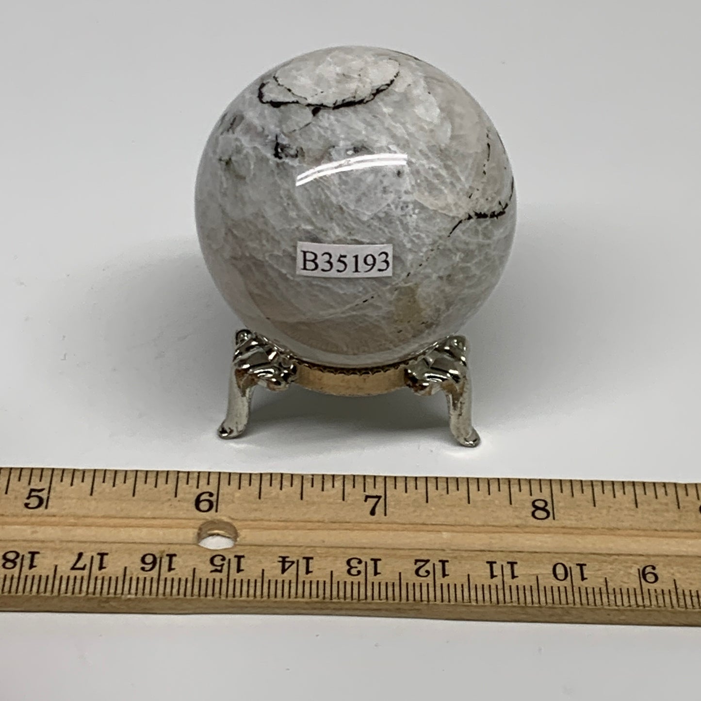 153.6g, 1.9"(48mm), Natural Rainbow Moonstone Sphere Ball Gemstone, B35193