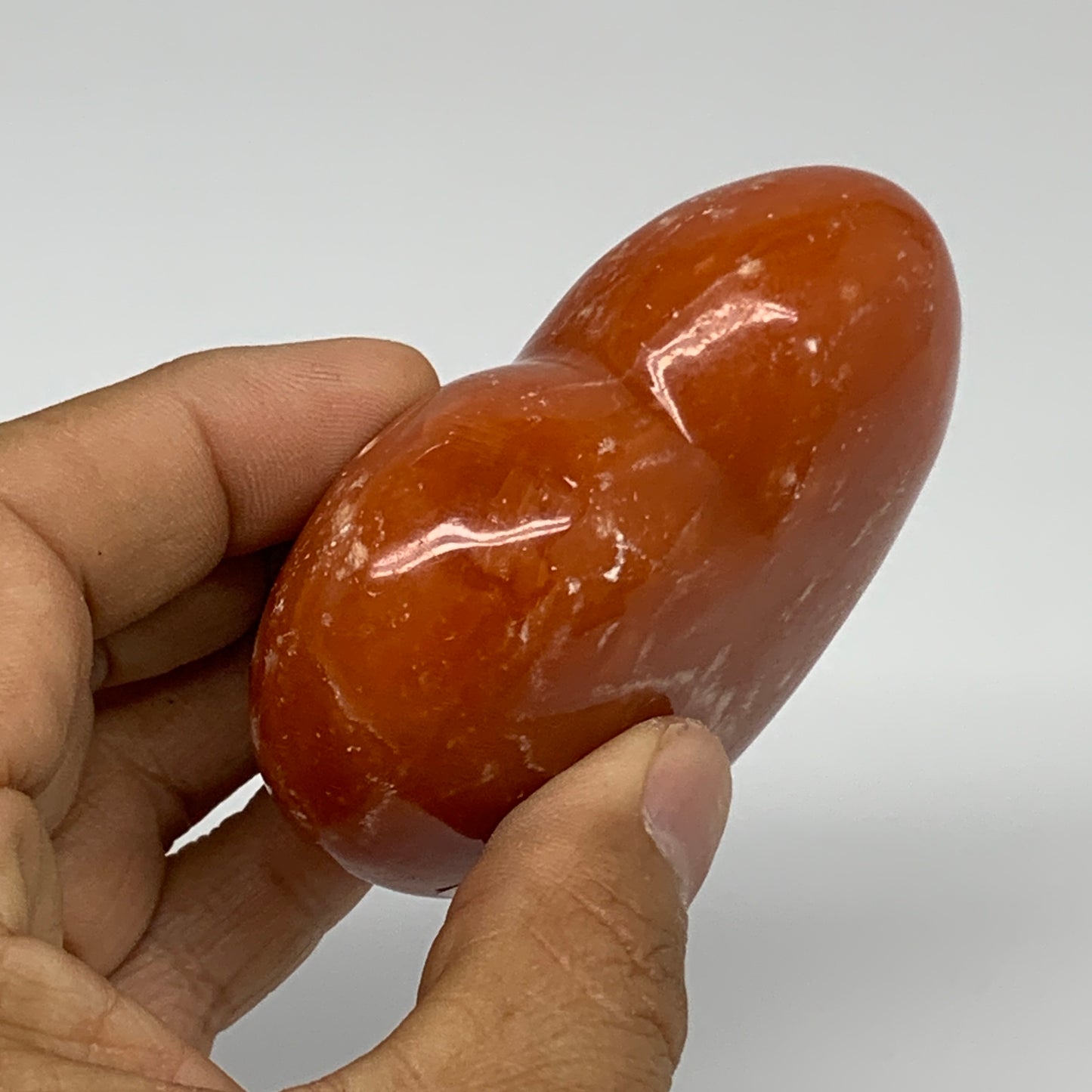 180g, 2.7"x3"x1.1" Orange Calcite Heart Gemstones from Madagascar, B33771