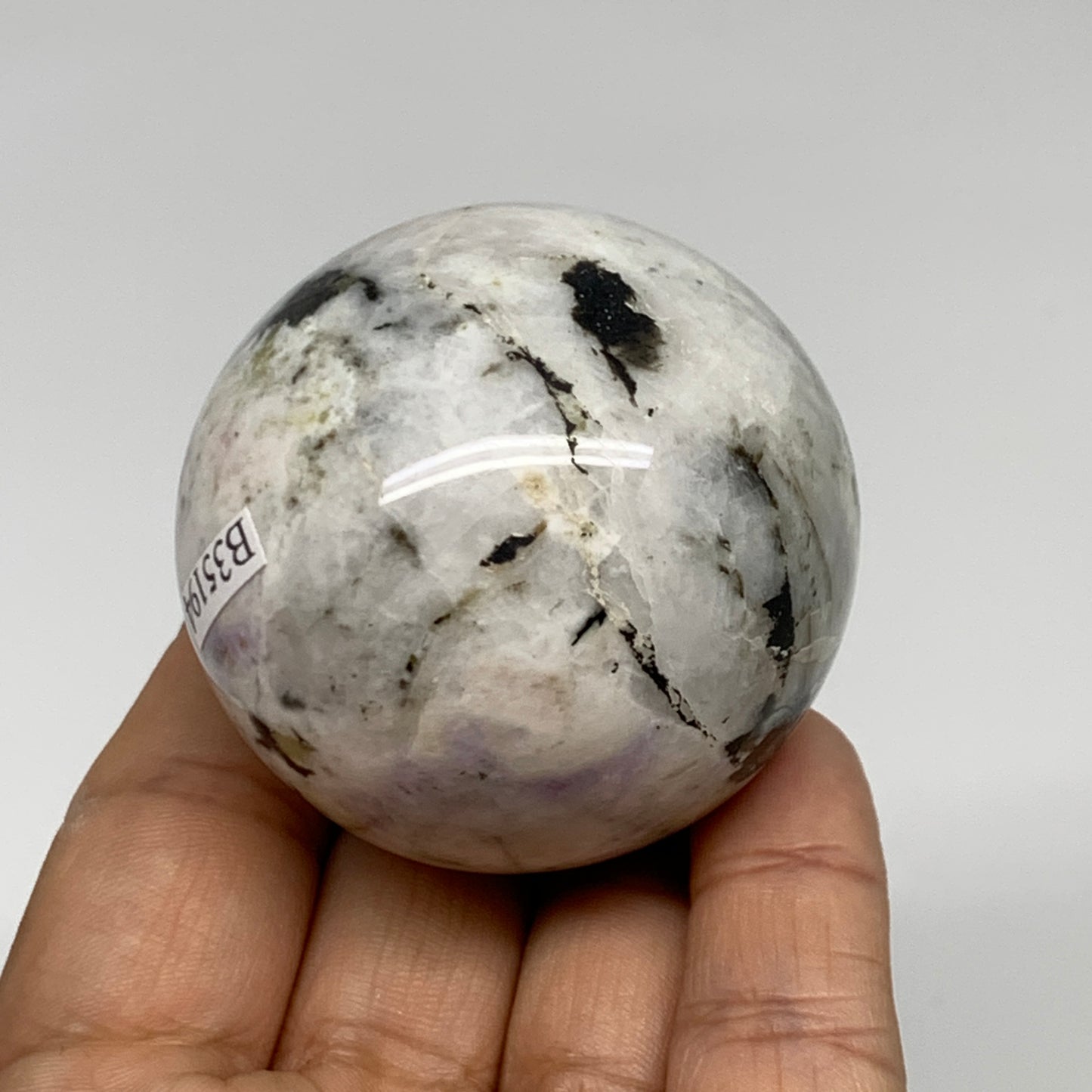 175.8g, 2"(49mm), Natural Rainbow Moonstone Sphere Ball Gemstone, B35194