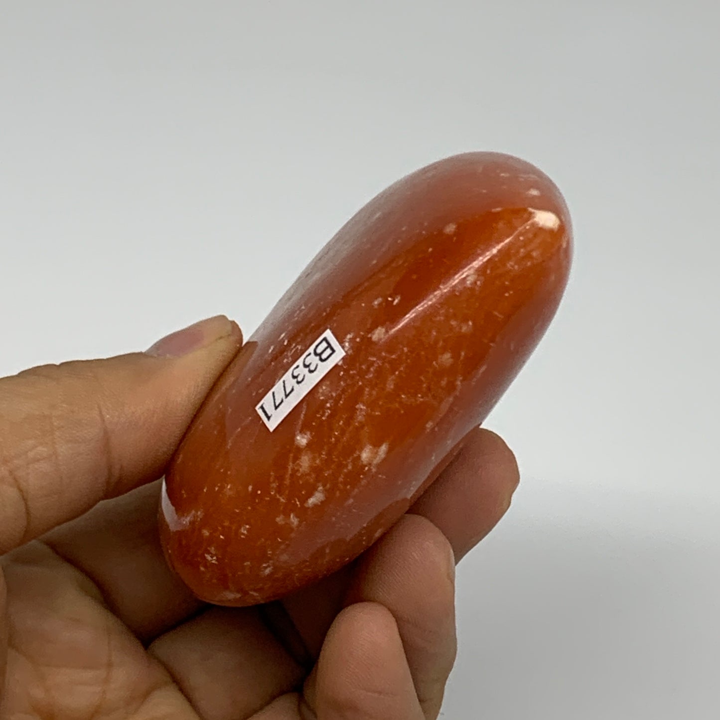 180g, 2.7"x3"x1.1" Orange Calcite Heart Gemstones from Madagascar, B33771