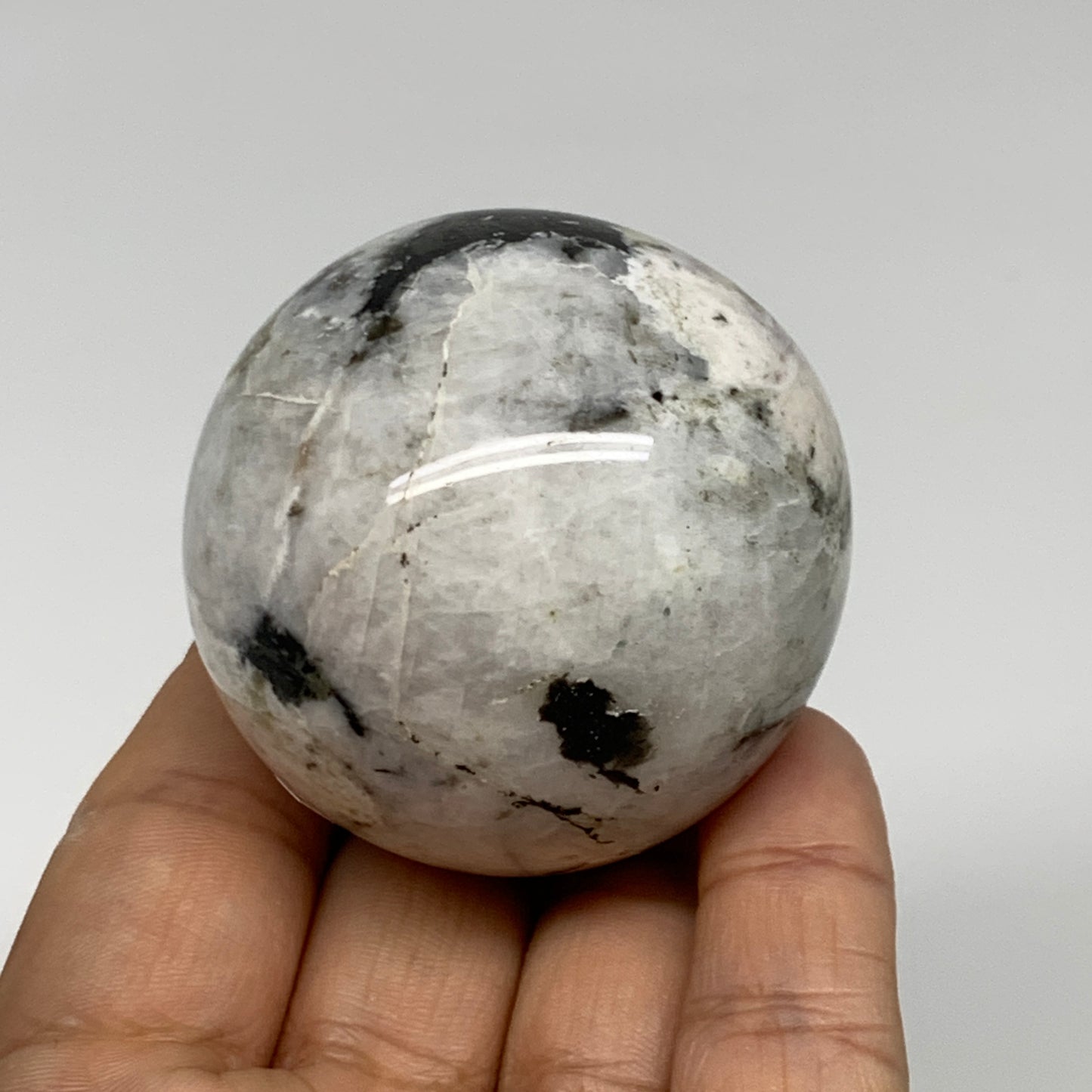 175.8g, 2"(49mm), Natural Rainbow Moonstone Sphere Ball Gemstone, B35194