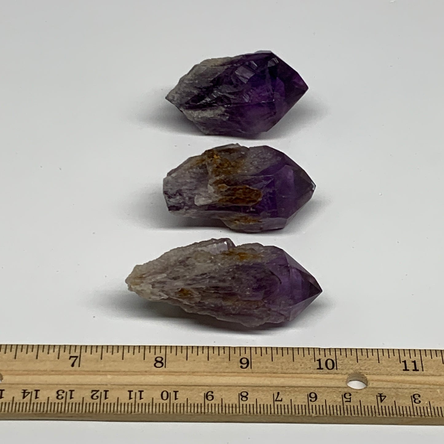 125.7g, 2" - 2.4", 3pcs, Amethyst Point Polished Rough lower part, B32395