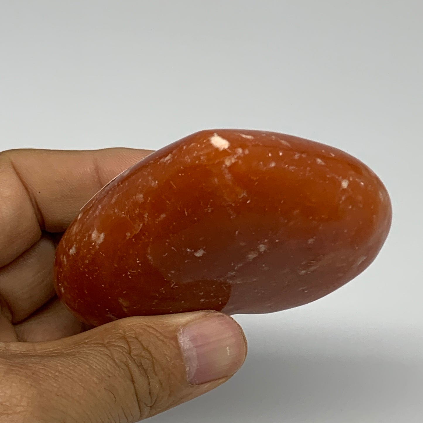 180g, 2.7"x3"x1.1" Orange Calcite Heart Gemstones from Madagascar, B33771