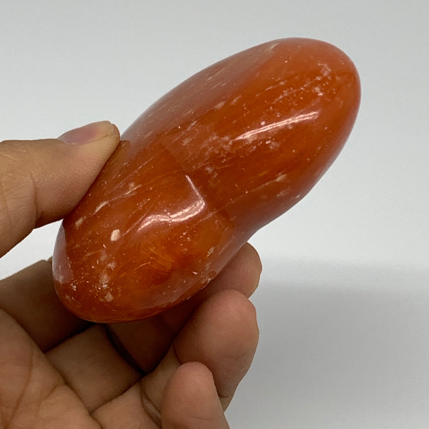 180g, 2.7"x3"x1.1" Orange Calcite Heart Gemstones from Madagascar, B33771