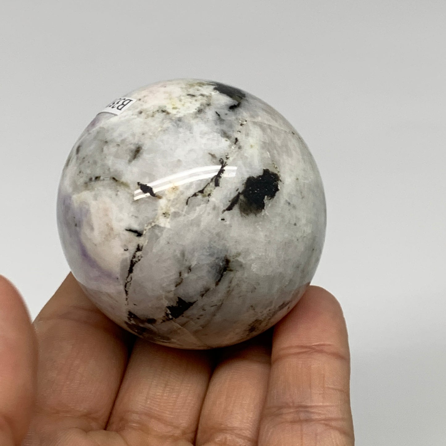 175.8g, 2"(49mm), Natural Rainbow Moonstone Sphere Ball Gemstone, B35194