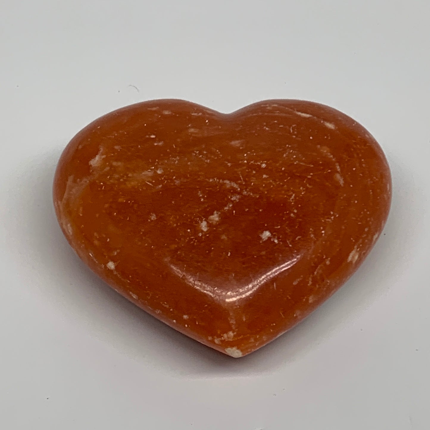 180g, 2.7"x3"x1.1" Orange Calcite Heart Gemstones from Madagascar, B33771