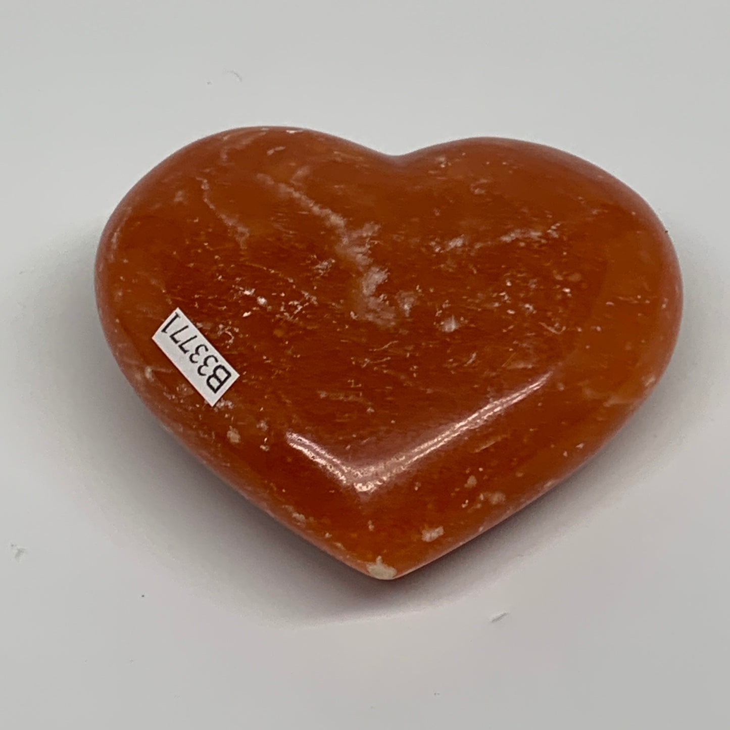 180g, 2.7"x3"x1.1" Orange Calcite Heart Gemstones from Madagascar, B33771