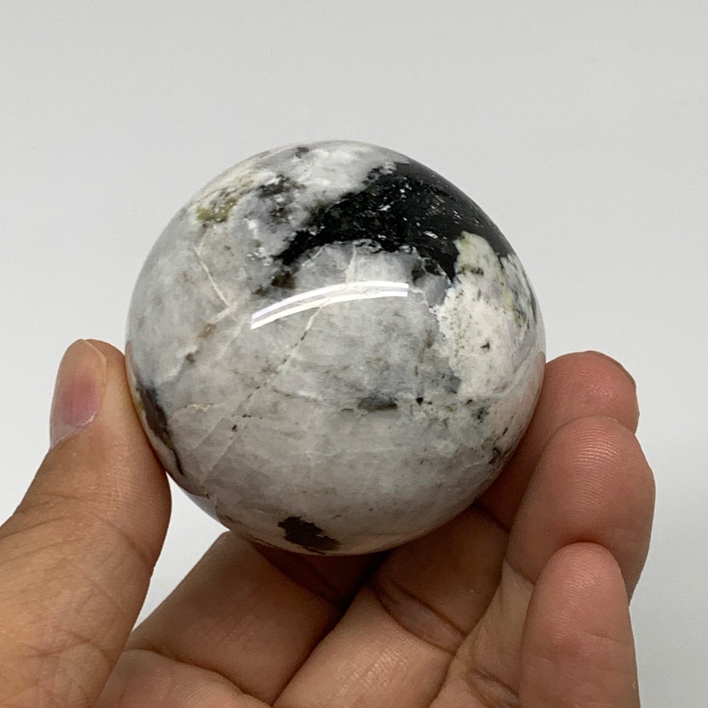 175.8g, 2"(49mm), Natural Rainbow Moonstone Sphere Ball Gemstone, B35194