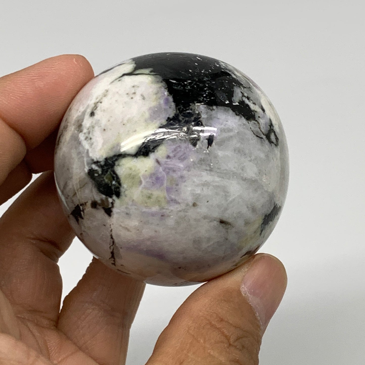 175.8g, 2"(49mm), Natural Rainbow Moonstone Sphere Ball Gemstone, B35194