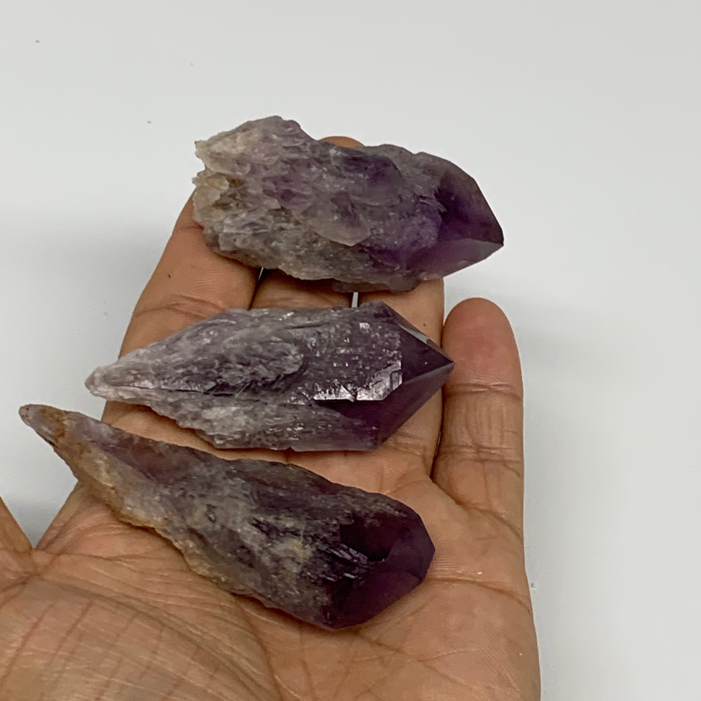 107.9g, 2.3" - 2.7", 3pcs, Amethyst Point Polished Rough lower part, B32396